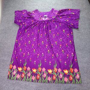 Vintage Anthony Richards House Dress Purple 4X Nightgown Floral Pockets Muumuu